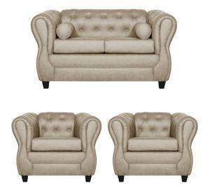 Juego de Living 2-1-1 Chesterfield Beige