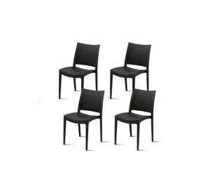 Pack de 4 Sillas de Terraza Exterior Tipo Restaurante - Negras