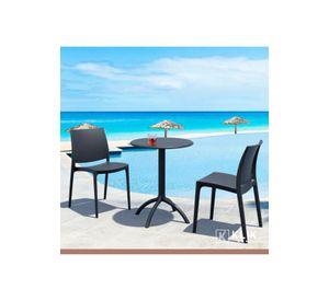 Pack de 4 Sillas de Terraza Exterior Tipo Restaurante - Negras
