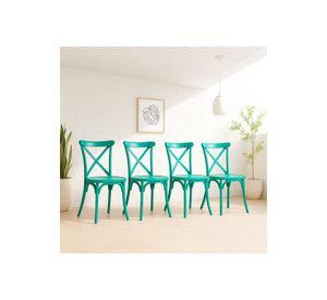 Pack 4 Sillas de Terraza o Comedor Crossback Danubio - Menta