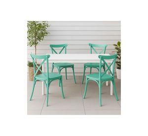 Pack 4 Sillas de Terraza o Comedor Crossback Danubio - Menta