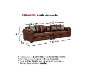 Sofá Seccional 5 Cuerpos XL Con Resorte Estructural Grandón Envejecido
