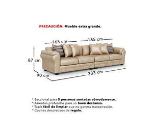 Sofá Seccional 5 Cuerpos XL Con Resorte Estructural Grandón Envejecido