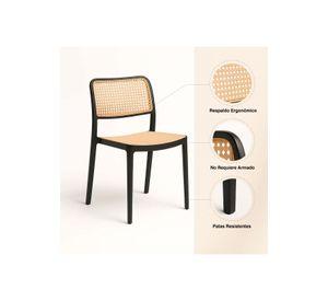 Silla de Restaurant o Terraza Comedor Hoffman Enrejada - Negra