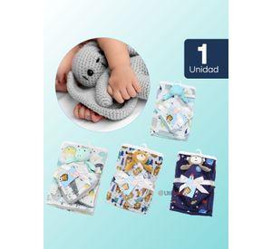 Set Manta Frazada Polar Para Bebé Niño + Peluche de Apego