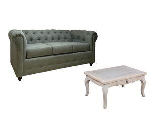 Sofa Chester 200 Gris + M. centro Normando