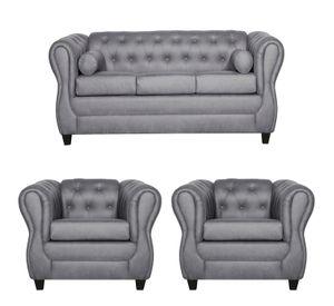 Juego de Living 3-1-1 Chesterfield Gris