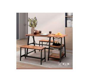 Comedor industrial con repisas y banquetas