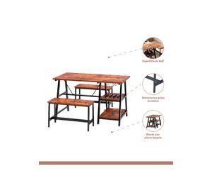Comedor industrial con repisas y banquetas