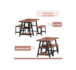 Comedor industrial con repisas y banquetas
