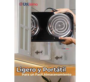 Cocina Eléctrica 2 Platos 2000w de Potencia Cocinilla Portátil Color Negro