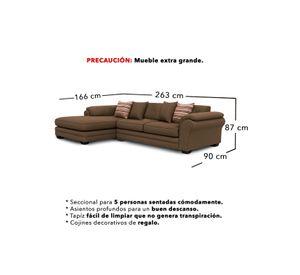 Sofá Seccional Izquierdo 5 Cuerpos XL Con Resorte Estructural Grandón Chenille