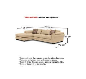 Sofá Seccional Izquierdo 5 Cuerpos XL Con Resorte Estructural Grandón Chenille