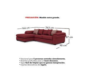 Sofá Seccional Izquierdo 5 Cuerpos XL Con Resorte Estructural Grandón Chenille