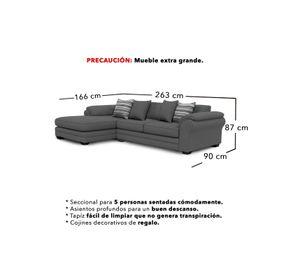Sofá Seccional Izquierdo 5 Cuerpos XL Con Resorte Estructural Grandón Chenille