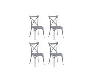 Pack 4 Sillas de Terraza o Comedor Crossback Danubio - Gris