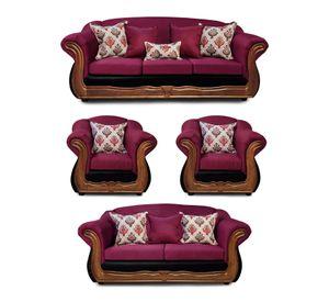 Living Con Resorte Estructural 9 Cuerpos 4+3+1+1 Grand Búfalo Mixto PU + Chenille  X