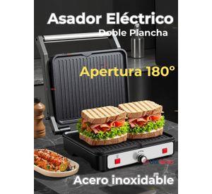 Plancha Parrillera Eléctrica 2000W Asadora Sandwichera Doble Cara Antiadherente