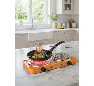 Cocina Eléctrica 2 Platos 2000W de Potencia Cocinilla Portátil Naranja