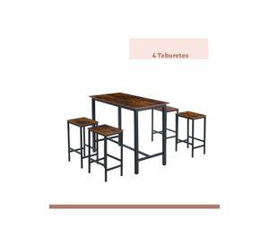 Set de comedor para cocina con pisos taburetes madera industrial