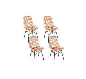 Pack de 4 Sillas de Comedor Terraza Rattan Grecia Color Madera