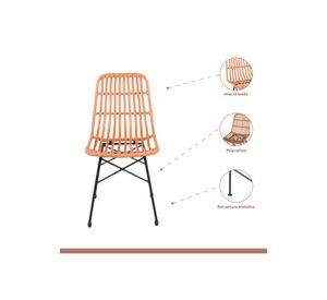 Pack de 4 Sillas de Comedor Terraza Rattan Grecia Color Madera