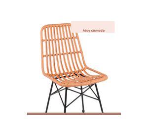 Pack de 4 Sillas de Comedor Terraza Rattan Grecia Color Madera