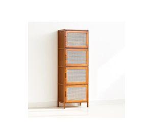 Vitrina EcoLuxe de Bambú y Ratán Sintético 4 Niveles