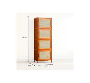 Vitrina EcoLuxe de Bambú y Ratán Sintético 4 Niveles