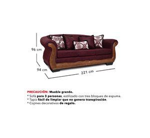 Living Con Resorte Estructural 9 Cuerpos 4+3+1+1 Grand Búfalo Envejecido Burdeo X Versión PREMIUM