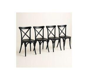 Pack 4 Sillas de Terraza o Comedor Crossback Danubio - Negra