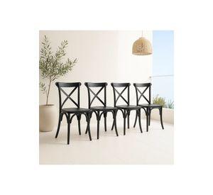 Pack 4 Sillas de Terraza o Comedor Crossback Danubio - Negra