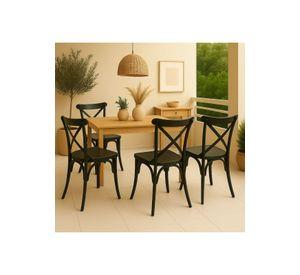 Pack 4 Sillas de Terraza o Comedor Crossback Danubio - Negra