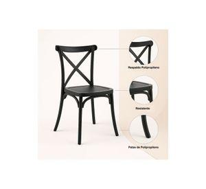 Pack 4 Sillas de Terraza o Comedor Crossback Danubio - Negra
