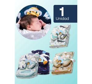 Set Manta Frazada Polar Para Bebé Niño + Cojín Para Cuello Surtidos
