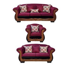 Living Con Resorte Estructural 8 Cuerpos Búfalo 4+3+1 Chenille+PU X
