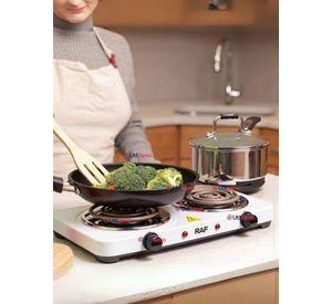 Cocina Eléctrica 2 Platos 2000W de Potencia Cocinilla Portátil Color Blanco
