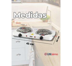 Cocina Eléctrica 2 Platos 2000W Cocinilla Portátil Color  Blanco