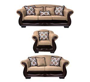 Living Con Resorte Estructural 8 Cuerpos Búfalo 4+3+1 Chenille+PU