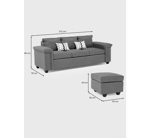 Sofá 3 cuerpos Sicilia + 1 Pouf Tela