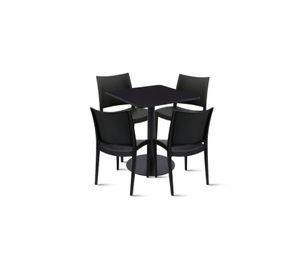 Mesa restaurant 70x70 Tubo Metal cubierta MDF + 4 Sillas Restaurante - Negra