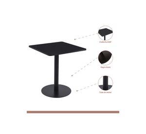 Mesa restaurant 70x70 Tubo Metal cubierta MDF + 4 Sillas Restaurante - Negra