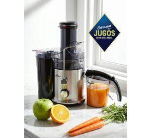 Oster® Extractor de Jugos, con 2 Velocidades + Pulso, y Fácil de Limpiar, Negro y Plateado, FPSTJE32