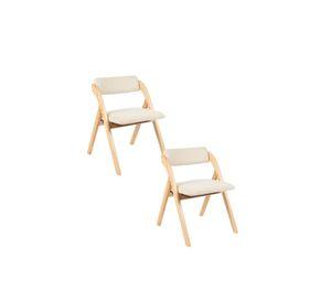 Pack de 2 Sillas Betlahem de madera plegable acolchada - Beige