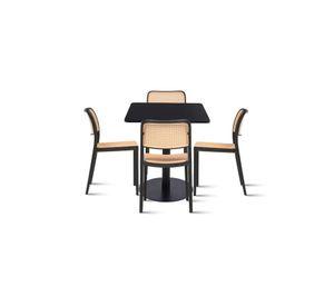 Mesa restaurant 70x70 Tubo Metal cubierta MDF + 4 Sillas Hoffman Enrejada - Negra