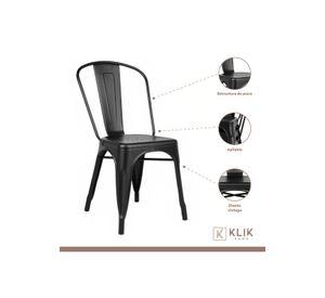 Comedor Industrial 160x90 Madera Oscura Walnut + 6 Sillas Tolix Negras
