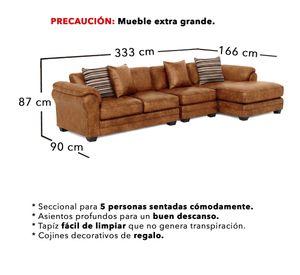 Sofá Seccional Derecho 5 Cuerpos Con Resorte Estructural Grandón Envejecido XL