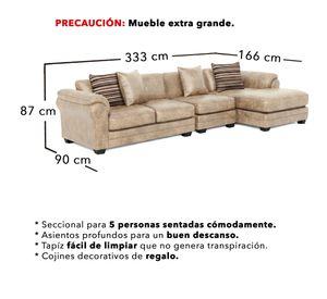 Sofá Seccional Derecho 5 Cuerpos Con Resorte Estructural Grandón Envejecido XL