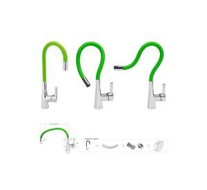 LLAVE MONOMANDO TAUMM LAVAPLATO CUELLO FLEXIBLE VERDE