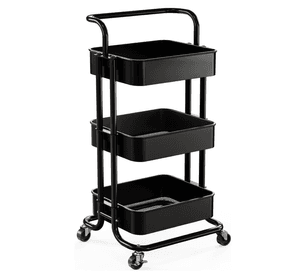 Carrito De Almacenamiento Organizador 3 Niveles Con Ruedas Color Negro